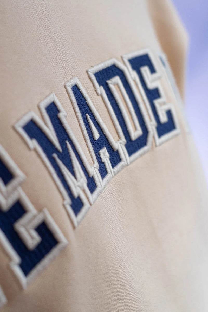 Oversize Hoodie „We made it“ - Beige-zoom-