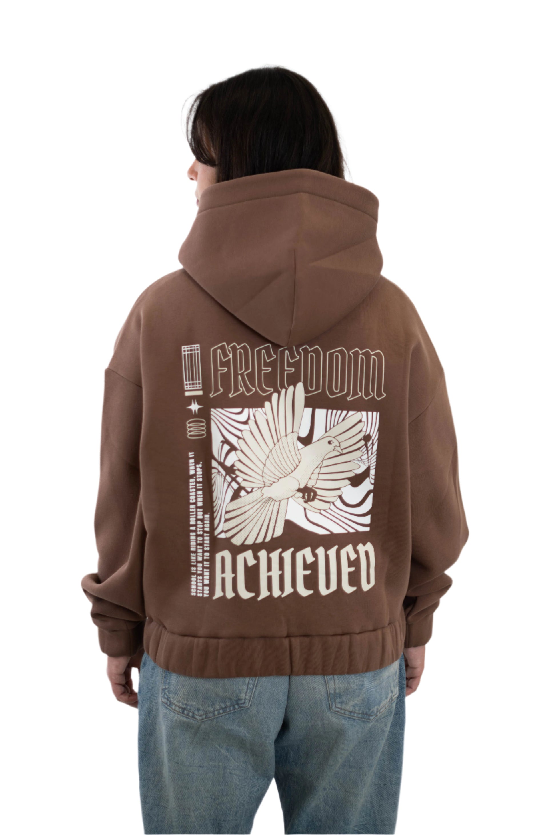 Oversized Cropped Zipper „Freedom" - Brown-1