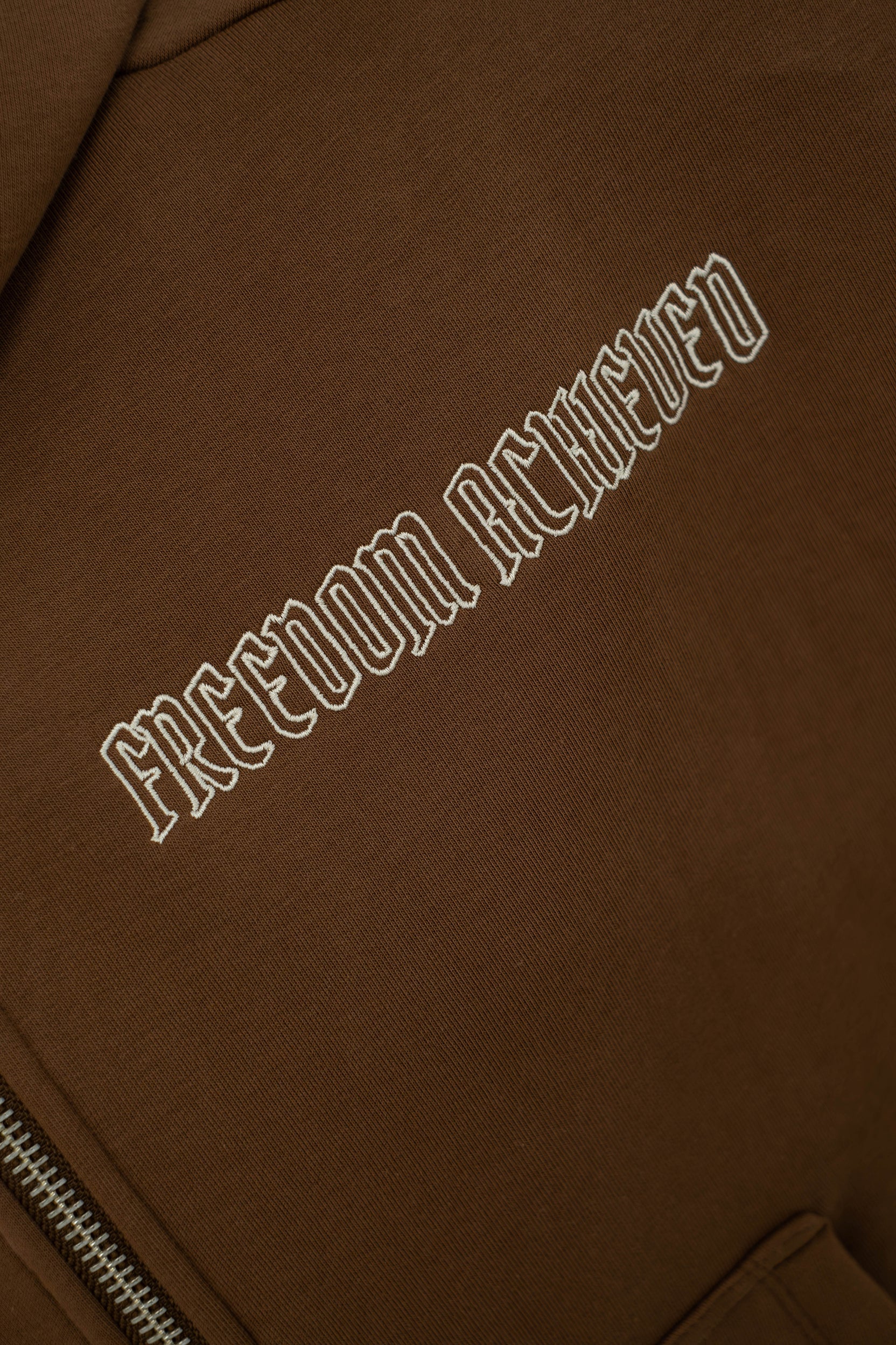 Oversized Cropped Zipper „Freedom" - Brown-zoom-9