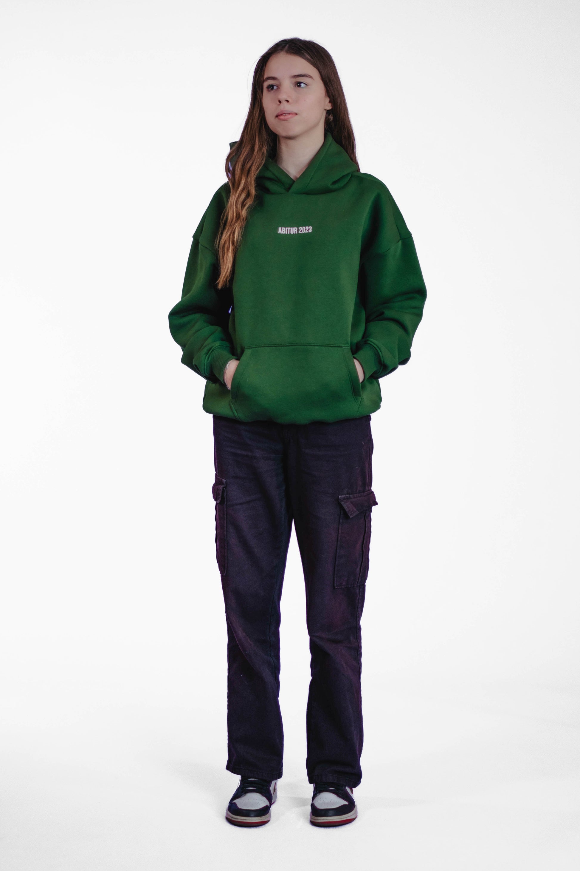 Oversize Hoodie „Finally Free“ - Dunkelgrün-4