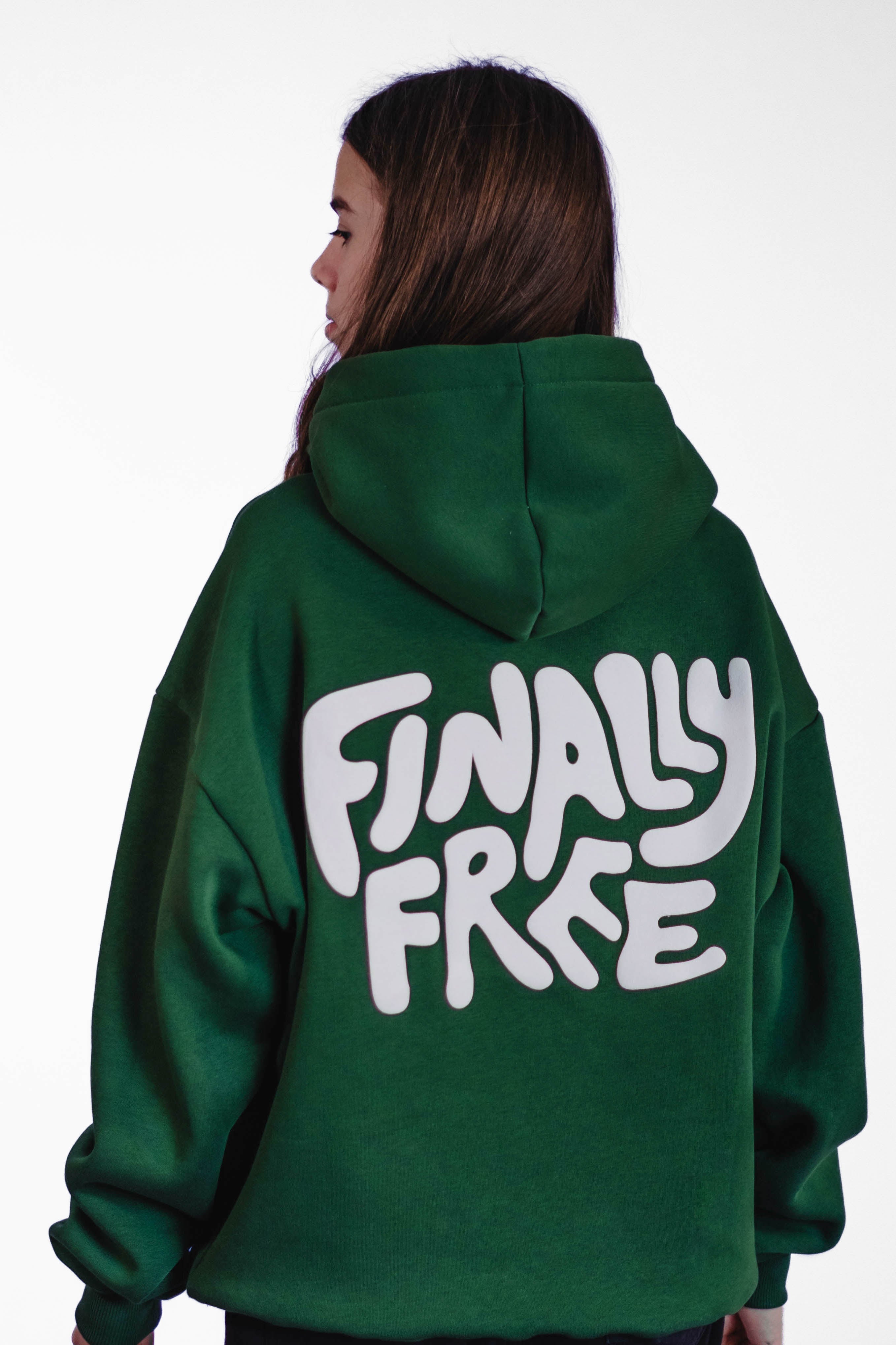 Oversize Hoodie „Finally Free“ - Dunkelgrün-zoom-2