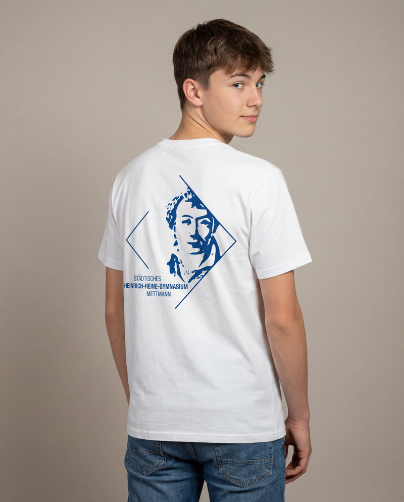 Premium Unisex T-Shirt mit großem Rückenlogo (Heinrich-Heine-Mettmann)-zoom-